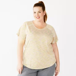 Plus Size Tek Gear® Performance Core V-Neck Tee -The Tek Style Shop 5016444 Mint Spacedye