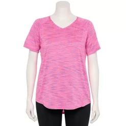 Plus Size Tek Gear® Performance Core V-Neck Tee -The Tek Style Shop 5016444 Pink Spacedye