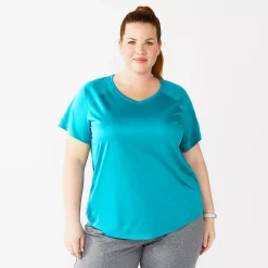 Plus Size Tek Gear® Performance Core V-Neck Tee -The Tek Style Shop 5016444 Tremendous Teal