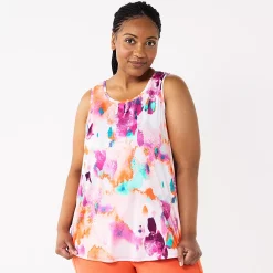 Plus Size Tek Gear® Performance Core Tank -The Tek Style Shop 5025837 Pink Watercolor