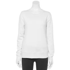 Petite Tek Gear® Ultrasoft Fleece Crewneck Sweatshirt -The Tek Style Shop 5146364 Modern White