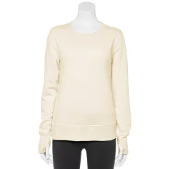 Petite Tek Gear® Ultrasoft Fleece Crewneck Sweatshirt -The Tek Style Shop 5146364 Natural Scallop