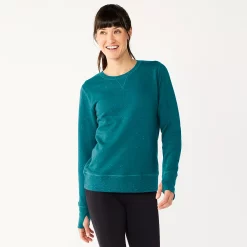 Petite Tek Gear® Ultrasoft Fleece Crewneck Sweatshirt -The Tek Style Shop 5146364 Night Life Teal