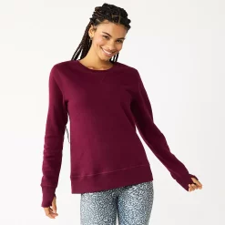 Petite Tek Gear® Ultrasoft Fleece Crewneck Sweatshirt -The Tek Style Shop 5146364 Night Sangria