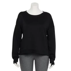 Plus Size Tek Gear® Crewneck Fleece Sweatshirt -The Tek Style Shop 5187076 Black