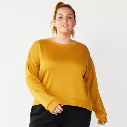 Plus Size Tek Gear® Crewneck Fleece Sweatshirt -The Tek Style Shop 5187076 Brassy Gold