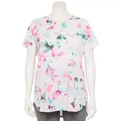 Plus Size Tek Gear® High Slit Tunic Tee -The Tek Style Shop 5227026 Aqua Multi Dye