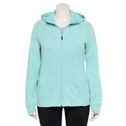 Plus Size Tek Gear® Essential Hooded Jacket -The Tek Style Shop 5227131 Aqua Crystal
