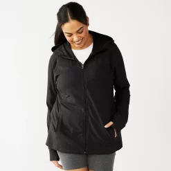 Plus Size Tek Gear® Essential Hooded Jacket -The Tek Style Shop 5227131 Black