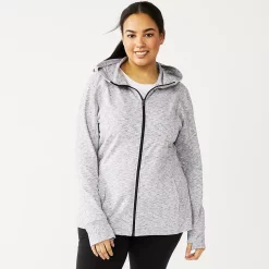 Plus Size Tek Gear® Essential Hooded Jacket -The Tek Style Shop 5227131 White Black