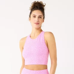 Tek Gear® Essential Low-Impact Longline Sports Bra -The Tek Style Shop 5232451 Pink Cheetah