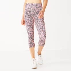 Women's Tek Gear® Core High-Waisted Capri Leggings -The Tek Style Shop 5234821 Coral Ditsy Floral