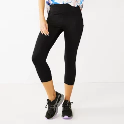 Petite Tek Gear® Core High-Waisted Capri Leggings -The Tek Style Shop 5236295 Black