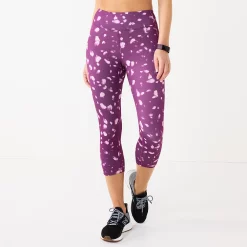Petite Tek Gear® Core High-Waisted Capri Leggings -The Tek Style Shop 5236295 Purple Spots
