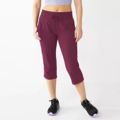 Petite Tek Gear® Essential Straight-Leg Workout Capris -The Tek Style Shop 5240761 Night Sangria