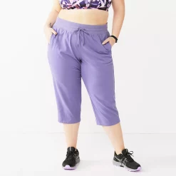 Plus Size Tek Gear® Essential Straight-Leg Capris -The Tek Style Shop 5242843 Grape Yard