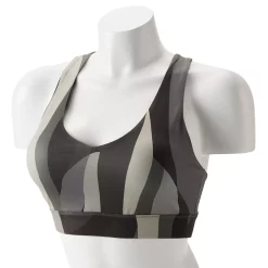 Tek Gear® Core Medium-Impact V-Neck Sports Bra -The Tek Style Shop 5256799 Black Abstract Print