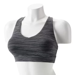 Tek Gear® Core Medium-Impact V-Neck Sports Bra -The Tek Style Shop 5256799 Black Spacedye