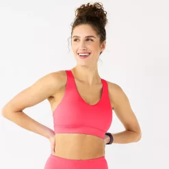 Tek Gear® Core Medium-Impact V-Neck Sports Bra -The Tek Style Shop 5256799 Fanatic Pink