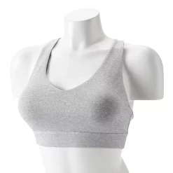 Tek Gear® Core Medium-Impact V-Neck Sports Bra -The Tek Style Shop 5256799 Heather Black