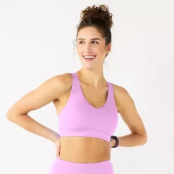 Tek Gear® Core Medium-Impact V-Neck Sports Bra -The Tek Style Shop 5256799 Little Lavender