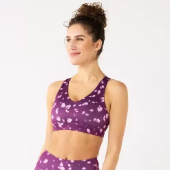 Tek Gear® Core Medium-Impact V-Neck Sports Bra -The Tek Style Shop 5256799 Purple Spots