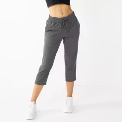 Women's Tek Gear® Woven Straight-Leg Capris -The Tek Style Shop 5257936 Charcoal