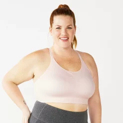 Plus Size Tek Gear® Seamless Low-Impact Sports Bra -The Tek Style Shop 5282906 Pink Layer