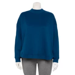 Plus Size Tek Gear® Ultrasoft Fleece Mockneck Sweatshirt -The Tek Style Shop 5540359 Blue Crayon