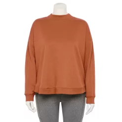 Plus Size Tek Gear® Ultrasoft Fleece Mockneck Sweatshirt -The Tek Style Shop 5540359 Cinnamon Coffee
