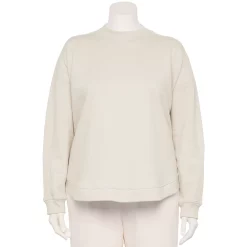 Plus Size Tek Gear® Ultrasoft Fleece Mockneck Sweatshirt -The Tek Style Shop 5540359 Natural Scallop
