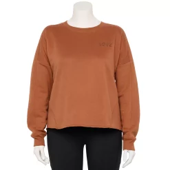 Plus Size Tek Gear® Easy Ultrasoft Fleece Crewneck Sweatshirt -The Tek Style Shop 5540652 Cinnamon Coffee