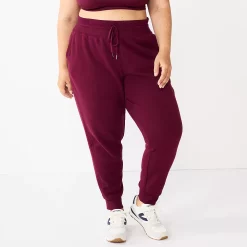 Plus Size Tek Gear® Ultrasoft Fleece Jogger Pants -The Tek Style Shop 5541074 Night Sangria