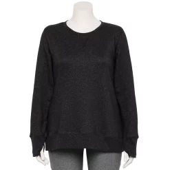 Plus Size Tek Gear® Ultrasoft Fleece Sweatshirt -The Tek Style Shop 5542897 Black White