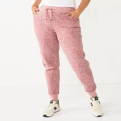 Women's Tek Gear® Ultrasoft Fleece Jogger Pants -The Tek Style Shop 5543907 Rose Leopard