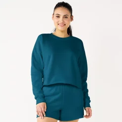 Women's Tek Gear® Ultrasoft Fleece Easy Crop Sweatshirt -The Tek Style Shop 5543908 Blue Crayon