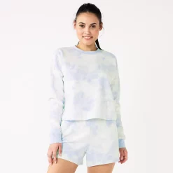 Women's Tek Gear® Ultrasoft Fleece Easy Crop Sweatshirt -The Tek Style Shop 5543908 Purple Dye Effect