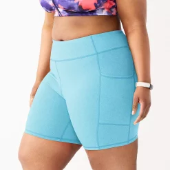 Plus Size Tek Gear® 7-in. Brushed High-Waisted Bike Shorts -The Tek Style Shop 5553994 Wildflower Blue