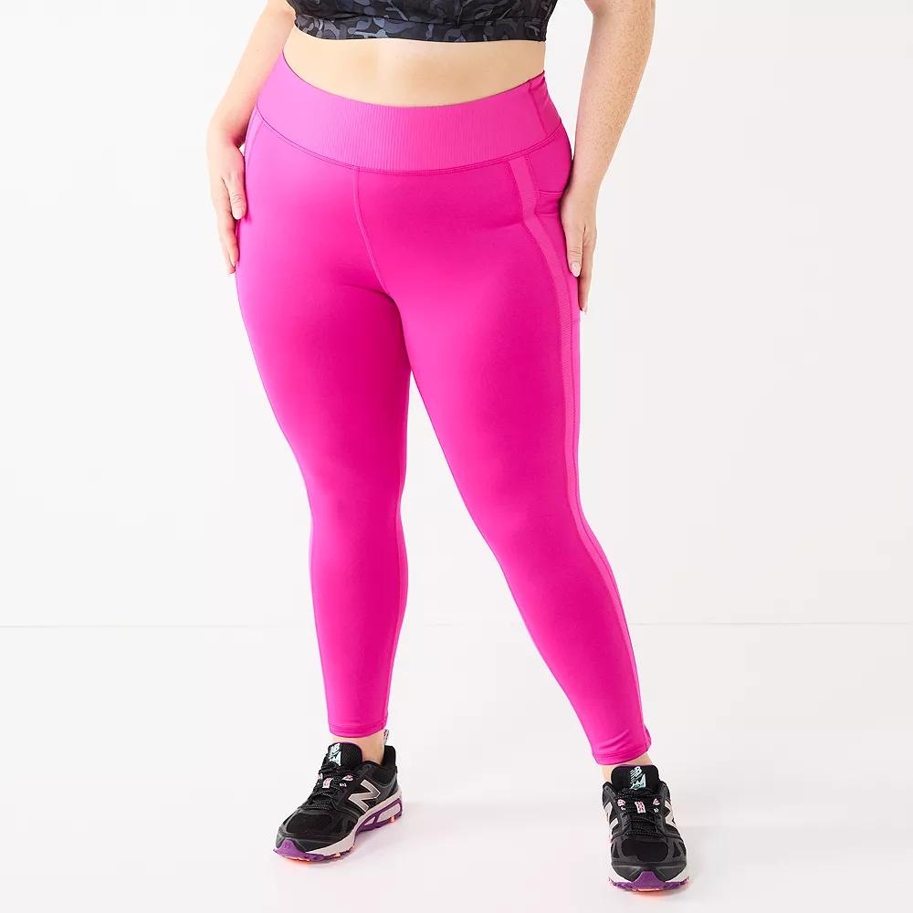 Plus Size Tek Gear® Ribbed Panel High-Waisted 7/8 Leggings 1 Plus Size Tek Gear® Ribbed Panel High-Waisted 7/8 Leggings