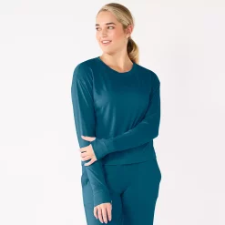 Women's Tek Gear® Crewneck Long Sleeve Tee -The Tek Style Shop 5561703 Blue Crayon