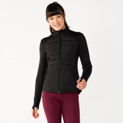 Women's Tek Gear® Hooded Mixed-Media Jacket -The Tek Style Shop 5561979 Black