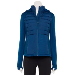 Women's Tek Gear® Hooded Mixed-Media Jacket -The Tek Style Shop 5561979 Blue Crayon Dot
