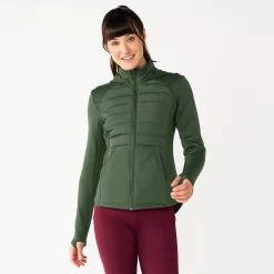 Women's Tek Gear® Hooded Mixed-Media Jacket -The Tek Style Shop 5561979 Esta Olive