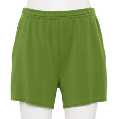 Women's Tek Gear® French Terry Raw-Hem Shorts -The Tek Style Shop 5562072 Pesto Olve
