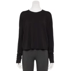 Women's Tek Gear® Easy French Terry Raw-Seam Tee -The Tek Style Shop 5562562 Black