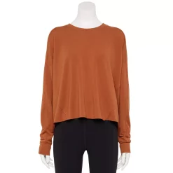 Women's Tek Gear® Easy French Terry Raw-Seam Tee -The Tek Style Shop 5562562 Cinnamon Coffee