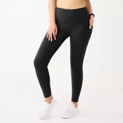 Petite Tek Gear® Ultrastretch High-Waisted 7/8 Leggings with Side Pockets -The Tek Style Shop 5567569 Black