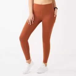 Petite Tek Gear® Ultrastretch High-Waisted 7/8 Leggings with Side Pockets -The Tek Style Shop 5567569 Cinnamon Coffee