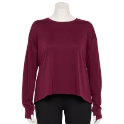 Plus Size Tek Gear® Crewneck Crop Tee 14 Plus Size Tek Gear® Crewneck Crop Tee -The Tek Style Shop 5567897 Night Sangria