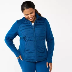 Plus Size Tek Gear® Hooded Mixed-Media Jacket 14 Plus Size Tek Gear® Hooded Mixed-Media Jacket -The Tek Style Shop 5567937 Blue Crayon Dot Print